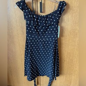 Zara cap ruffle dress in black/white